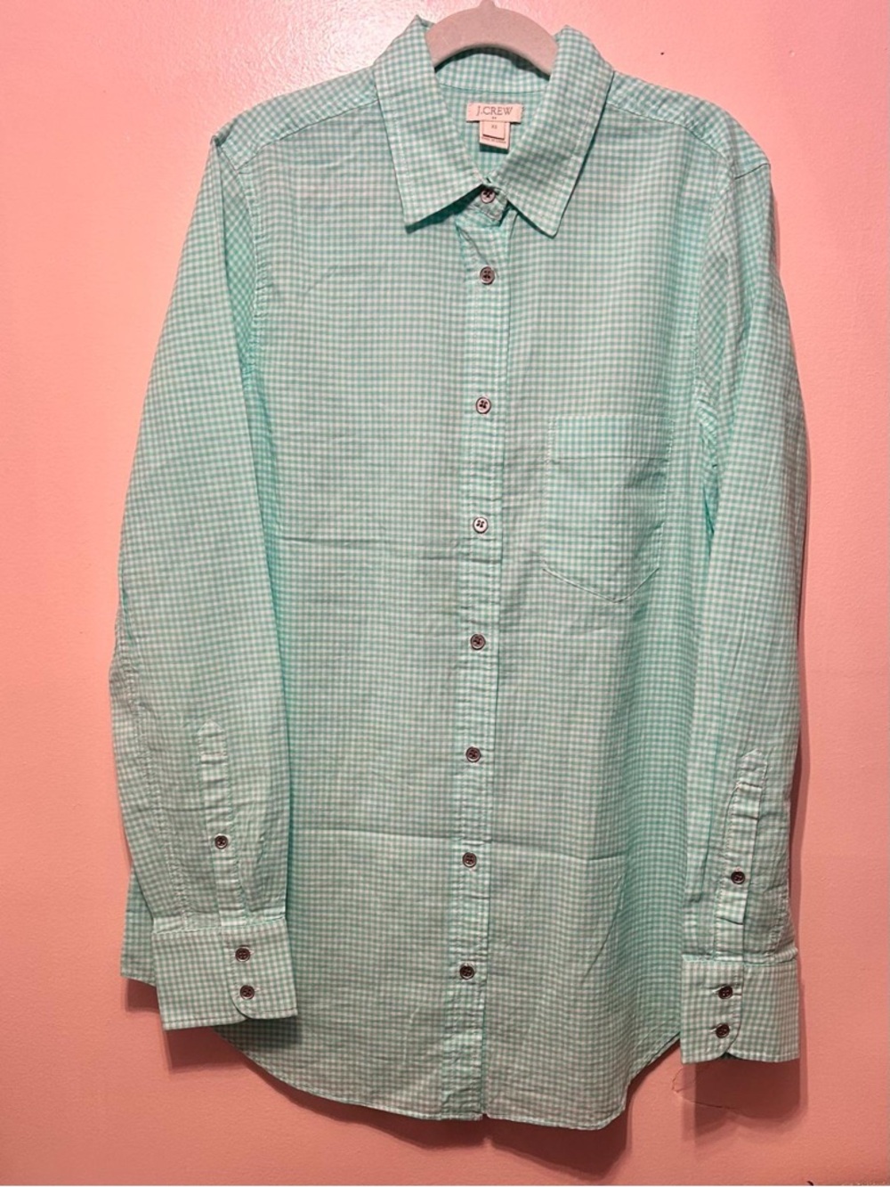 J. Crew Men's Light Mint Gingham Button-Down Shirt